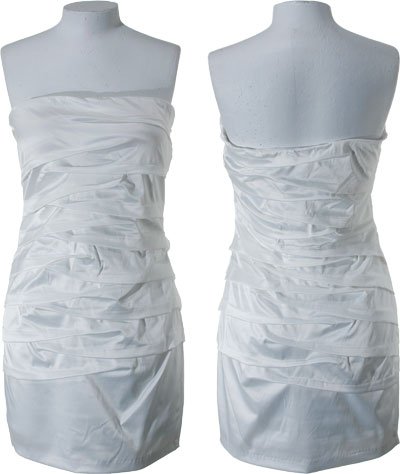 GRASS Satin Pleated Sheath Dress w/ convertible straps