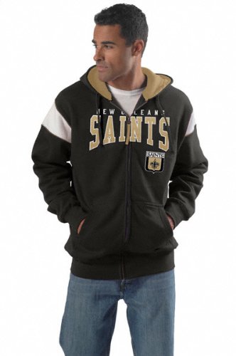 NFL New Orleans Saints Men's Full Zip Team Color Fleece Jacket, Black, 3XL