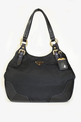 Prada Handbags Black Tessuto and Leather BR4619