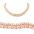 Double Strand 17-18 Inches 6-7mm Pink Oval Shape Freshwater Cultured Pearl Necklace