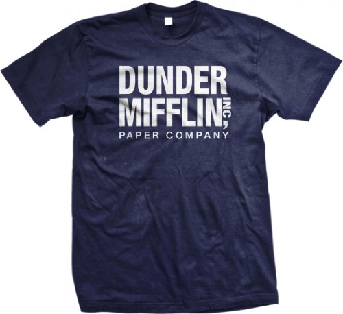 Dunder Mifflin Paper Inc T-shirt, The Office T-shirts, TV show T-shirts, Navy, Small