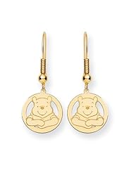 Disney Yellow Gold Circle Winnie the Pooh Fishhook Earrings
