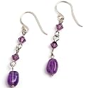Oi! Ladies E4076 Purple Crystal and Amethyst Drop Earrings