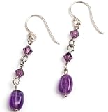 Oi! Ladies E4076 Purple Crystal and Amethyst Drop Earrings