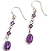 Oi! Ladies E4076 Purple Crystal and Amethyst Drop Earrings