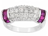 STERLING SILVER 2.45CTW BELLA LUCE RUBY SIMULATN WITH DIAMOND SIMULANT RING