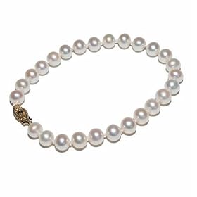 Buy 14k Yellow Gold White Freshwater Cultured Pearl AA Grade 6.5-7mm Bracelet, 7.25 by Amazon.com Collection