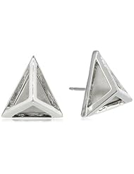 Sam Edelman Open Cage Triangular Brushed Rhodium Colored Stud Earrings