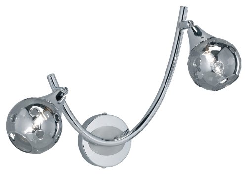 Trio-Leuchten 211870206 Wandleuchte inklusiv 2x G9/28W Eco mit Schalter, Ausf&uuml;hrung Chrom, Smoke-Glas