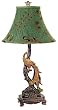 Peacock Table Lamp with Green Shade