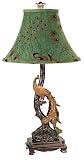 Peacock Table Lamp with Green Shade
