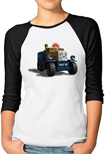 Logon Women's Thomas And His Friends Are 5 Customized 100% Cotton 3/4 Sleeve Raglan Baseball Jersey Black S