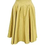 Lauren by Ralph Lauren Silk Pleated Full Skirt Maasai Khaki 8