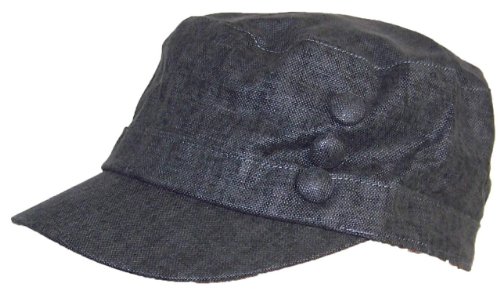 Women's Tweed Military Cadet 3 Button Hat W/Floral Lining (One Size) - Black