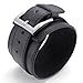 KONOV Jewelry Wide Genuine Black Leather Men's Bangle Cuff Bracelet