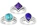 STABILIZED TURQUOISE ENHANCED PURPLE TURQUOISE AND LAPIS STERLING SILVER RING SET