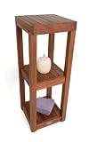 Square Solid Teak 3 Shelf Corner Stand