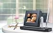 clock viewer contemporary - black, polished silver