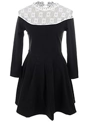 Long Sleeves Lace  Pleated  Dress With Rhinestones