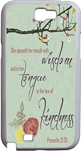 Cases for Samsung Galaxy Note 2 II N7100 christian quotes bible verses Proverbs 31:26 she open her mouth with wisdom and in her tongue is the law of kindness flower floral Galaxy Note II