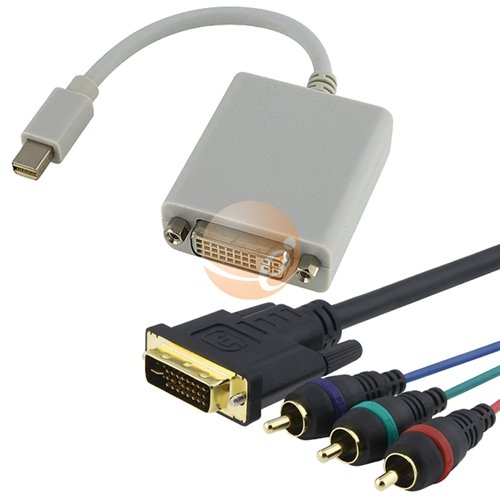 6 FT DVII to 3 RCA Component RGB Cable + Mini DisplayPort to DVI Male