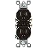 Leviton T5320 15 Amp, 125 Volt, Tamper Resistant, Duplex Receptacle, Residential Grade, Grounding, Brown
