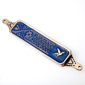 Mezuzah Traditional blue enamel