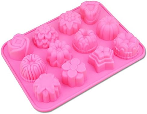 Pin Te Xin Fruits/Flowers/Waffle Silicone Mold Muffin Cake Cookie Chocolate Jelly Candy Baking Mould (Flowers)