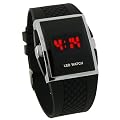 Luxury Digital Mens Red LED Light Sport Wrist Watch Gift Style - Black