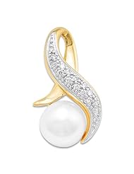 South Sea White Pearl Pendant with Diamonds in 14K Yellow Gold (11-12mm)