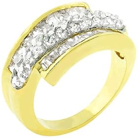 4.5 Carat Channel Set Round Cut 18K Gold Plated CZ Fashion Ring