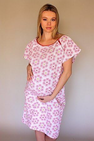 Angelina Gownie L/XL - Designer Hospital Delivery Gown By Baby Be Mine Maternity