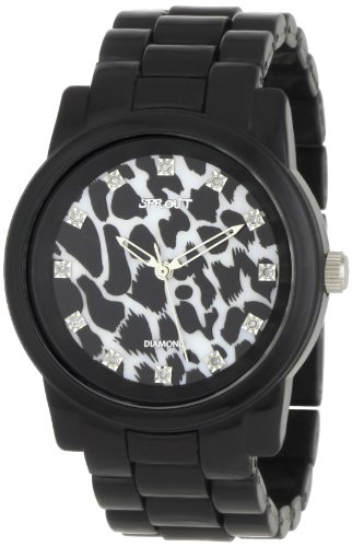 Sprout Women's ST5019MPBK Eco-Friendly Diamond Dial Black Corn Resin Bracelet Watch