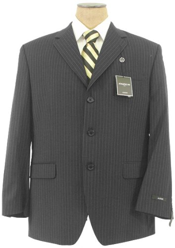 Alfani Mens AF Single Breasted 3 Button Charcoal Gray Pinstripe Wool Suit - Size 40R