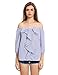 Milumia Women's Tie-bow Vertical Stripe Ruffle Off The Shoulder Blouse Top