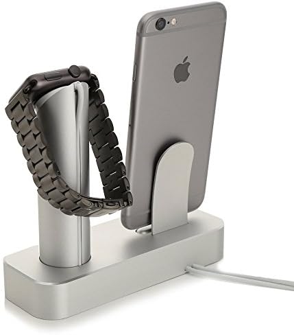 CABANAS Apple Watch Iphone Charging Dock Solid Aluminum Body Desk Charge Charging Station, Apple Watch iPhone6, 6plus, 5, 5S, 5C, 4S Charging Stand Cradle Holder (Silver)