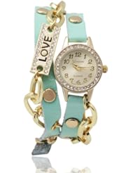 Brinley Co. Rhinestone Accent Chain Detail Wrap Watch