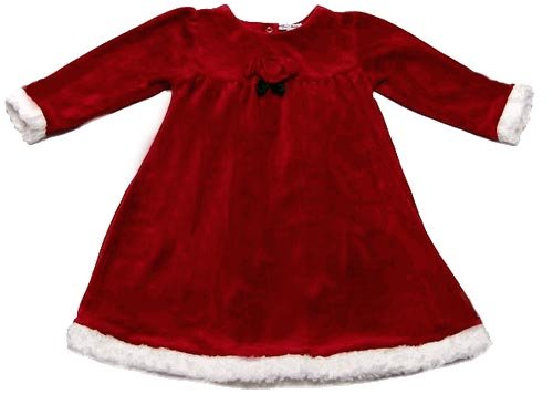 LeTop Velour Santa Dress for Infants and Toddlers