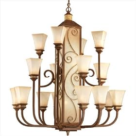 Progress Lighting Marcella Ceiling Chandelier P4475-122 Aged Copper with Pietra accents by Progress