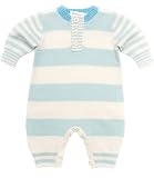 Bonnie Baby Cashmere Duck Egg Striped Playsuit, Sleepsuits and Playsuits, Baby boy