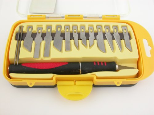 Soft Grip Hobby Knife Set 16 Pc with Plastic Case