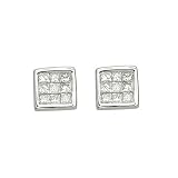 14K White Gold 1/4 ct. Bezel Set Diamond Fashion Earrings