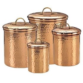 Old Dutch International Solid Copper Hammered Canisters Set