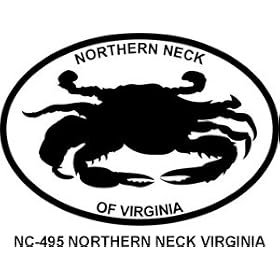 NORTHERN NECK VIRGINIA - CRAB Oval Bumper Sticker