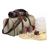 Picnic Backpack Hamper Cool Bag Set for 4 with Travel Rug Water Proof Backing. FREE DELIVERY Outdoor Living