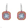 Earrings With 2.45ctw Precious Stones - Genuine Diamonds, Sapphires and Topazes Crafted in 18K Two tone Gold. Total item weight 6.0g Length 24mm