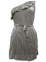 One Shoulder  Cotton/Rayon  Dress With Ruffles