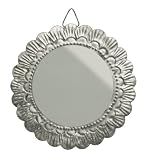 HomArt Pressed Tin Mirror, 5-Inch Round, Galvanized