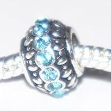 Antique silver blue rhinestone bead spacer fits pandora biagi troll Chamilia and zable