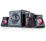 GENIUS SW-G 2.1 1250 38 Watt RMS Subwoofer aus Holz Bassregler Anschluss fuer Kopfhoerer und Mikrofon 58 Hz - 20 kHz